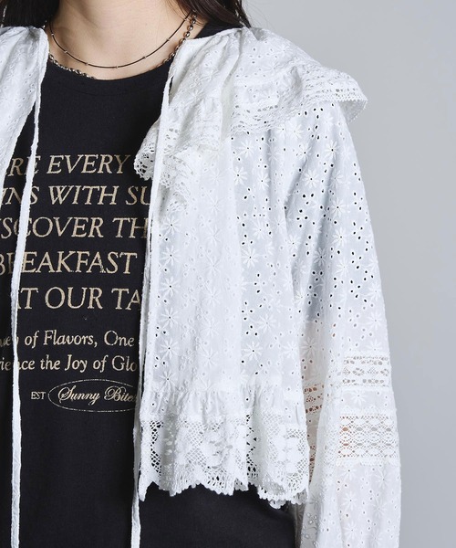 ROSE BUD（ローズバッド）の「(mag.by c)COTTON EMBROIDERY L/S FRILL SHIRT（シャツ/ブラウス・レディース・ホワイト/ブラック・ONE SIZE）」の12枚目の写真