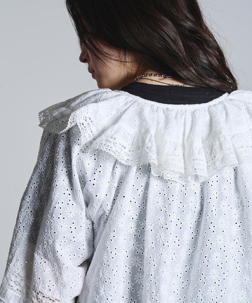 ROSE BUD（ローズバッド）の「(mag.by c)COTTON EMBROIDERY L/S FRILL SHIRT（シャツ/ブラウス・レディース・ホワイト/ブラック・ONE SIZE）」の14枚目の写真