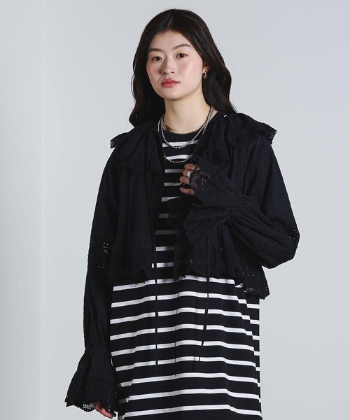 ROSE BUD（ローズバッド）の「(mag.by c)COTTON EMBROIDERY L/S FRILL SHIRT（シャツ/ブラウス・レディース・ホワイト/ブラック・ONE SIZE）」の15枚目の写真