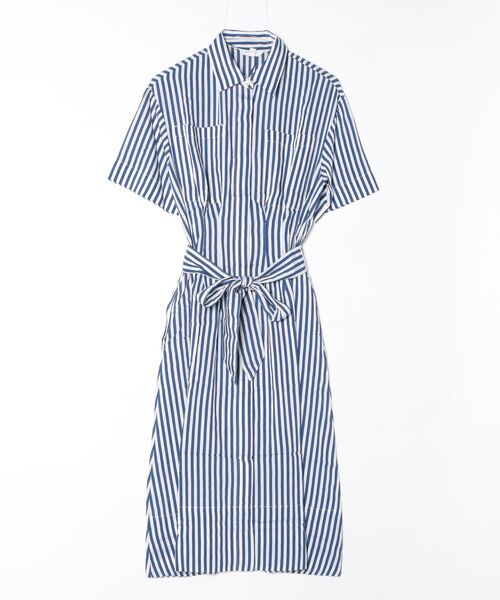 BANANA REPUBLIC FACTORY STORE(バナナリパブリック ファクトリーストア)の「BANANA REPUBLIC FACTORY STORE プリーツ ミディ シャツワンピース(ワンピース・レディース・グリーン/ネイビー/ホワイト×ネイビー・L/M/XS/S)」の6枚目の写真