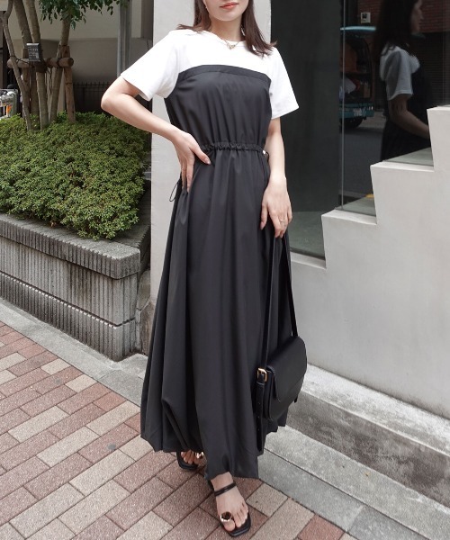 CORNERS(コーナーズ)の「半袖ドッキングバルーンワンピース(ワンピース・レディース・グレー/ダークカーキ/チャコールグレー/カーキ/ブラック・M)」の1枚目の写真