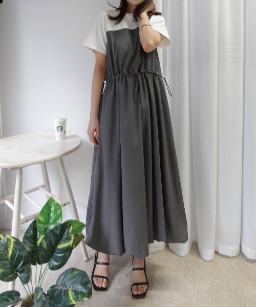 CORNERS(コーナーズ)の「半袖ドッキングバルーンワンピース(ワンピース・レディース・グレー/ダークカーキ/チャコールグレー/カーキ/ブラック・M)」の11枚目の写真