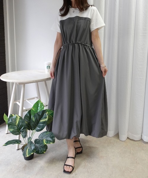 CORNERS(コーナーズ)の「半袖ドッキングバルーンワンピース(ワンピース・レディース・グレー/ダークカーキ/チャコールグレー/カーキ/ブラック・M)」の12枚目の写真