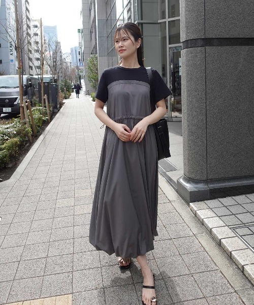 CORNERS(コーナーズ)の「半袖ドッキングバルーンワンピース(ワンピース・レディース・グレー/ダークカーキ/チャコールグレー/カーキ/ブラック・M)」の16枚目の写真