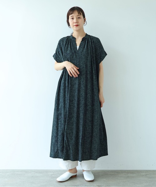 セール】rayon cupla cotton flower print kaftan one-piece