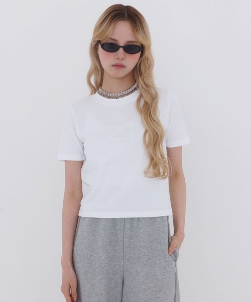 FickleBebe(フィクルベベ)の「レースロゴミニTEE(Tシャツ/カットソー・レディース・ホワイト/ブルーグレー/ブラック/ピンク・FREE)」の6枚目の写真