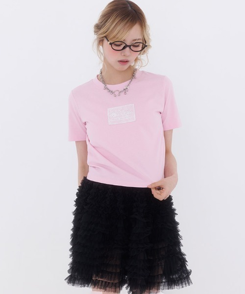 FickleBebe(フィクルベベ)の「レースロゴミニTEE(Tシャツ/カットソー・レディース・ホワイト/ブルーグレー/ブラック/ピンク・FREE)」の17枚目の写真