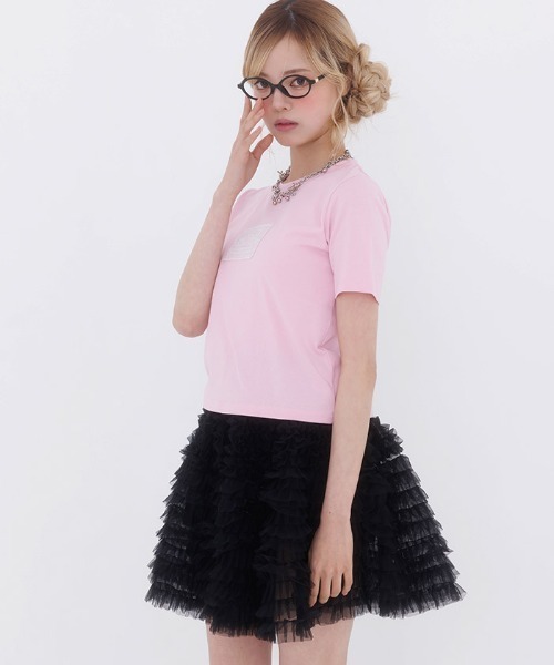 FickleBebe(フィクルベベ)の「レースロゴミニTEE(Tシャツ/カットソー・レディース・ホワイト/ブルーグレー/ブラック/ピンク・FREE)」の18枚目の写真