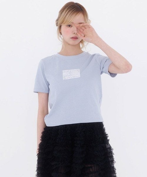 FickleBebe(フィクルベベ)の「レースロゴミニTEE(Tシャツ/カットソー・レディース・ホワイト/ブルーグレー/ブラック/ピンク・FREE)」の21枚目の写真