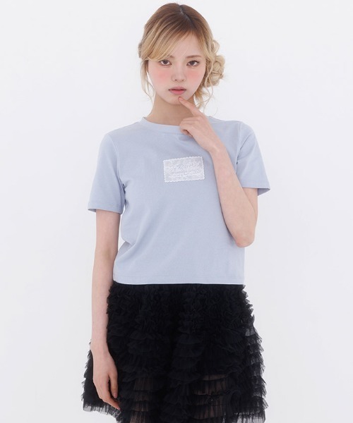 FickleBebe(フィクルベベ)の「レースロゴミニTEE(Tシャツ/カットソー・レディース・ホワイト/ブルーグレー/ブラック/ピンク・FREE)」の22枚目の写真