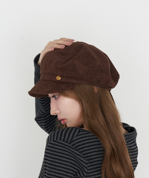 RAY CASSIN(レイカズン)の「金釦キャスケット(キャスケット・レディース・ダークブラウン/ブラック・FREE)」の1枚目の写真