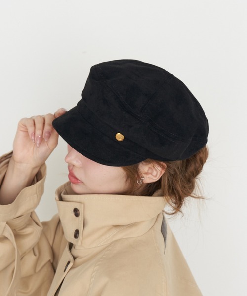 RAY CASSIN(レイカズン)の「金釦キャスケット(キャスケット・レディース・ダークブラウン/ブラック・FREE)」の2枚目の写真