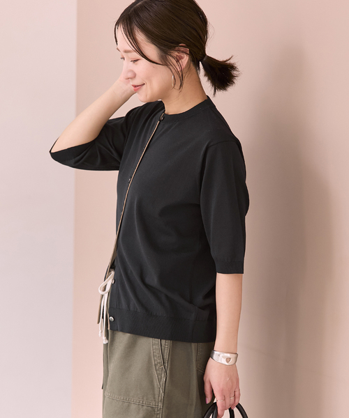 JOURNAL STANDARD(ジャーナルスタンダード)の「【UVカット/洗える/接触冷感】WASHABLE COOL UV ハーフスリーブカーディガン(カーディガン/ボレロ・レディース・ブラウン/ブラック・FREE)」の8枚目の写真