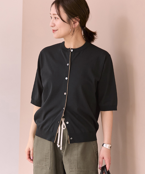 JOURNAL STANDARD(ジャーナルスタンダード)の「【UVカット/洗える/接触冷感】WASHABLE COOL UV ハーフスリーブカーディガン(カーディガン/ボレロ・レディース・ブラウン/ブラック・FREE)」の9枚目の写真