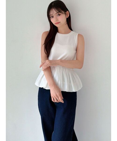 RESEXXY(リゼクシー)の「ラッフルペプラムカットトップス(Tシャツ/カットソー・レディース・ホワイト/グレー/ブラック・FREE)」の9枚目の写真