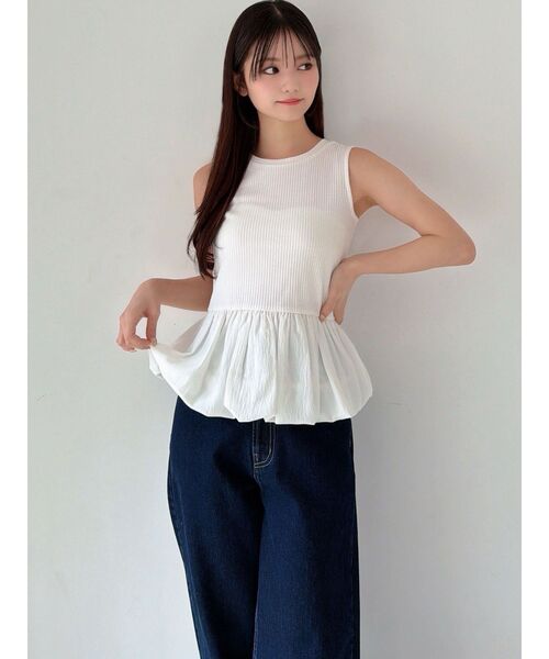 RESEXXY(リゼクシー)の「ラッフルペプラムカットトップス(Tシャツ/カットソー・レディース・ホワイト/グレー/ブラック・FREE)」の10枚目の写真