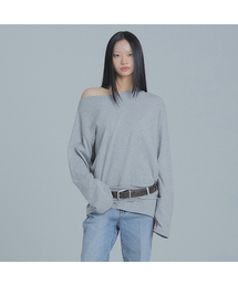 FRANTICSERVICE（フランティックサービス）の「ワンショルダーシャーリングロングスリーブ - メランジグレー（Tシャツ/カットソー）」