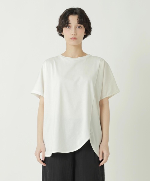 ZUCCa（ズッカ）の「(S)DRAPE DOCKING JERSEY（Tシャツ/カットソー・レディース・ホワイト/ブラック/ダークグレー・M size）」の2枚目の写真