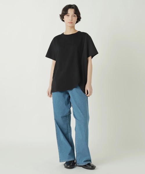 ZUCCa（ズッカ）の「(S)DRAPE DOCKING JERSEY（Tシャツ/カットソー・レディース・ホワイト/ブラック/ダークグレー・M size）」の3枚目の写真