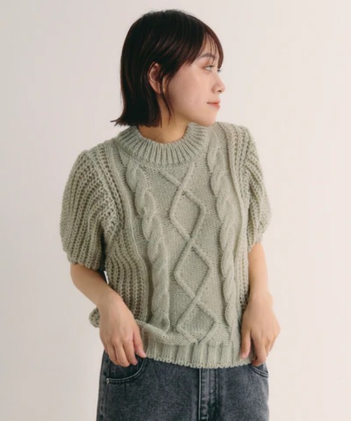 merrylatte(メリーラテ)の「ケーブルパフスリーブニット【IROHANI】(ニット/セーター・レディース・グリーン/ピンク/ホワイト・FREE)」の18枚目の写真
