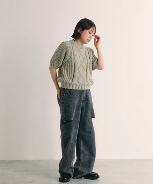 merrylatte(メリーラテ)の「ケーブルパフスリーブニット【IROHANI】(ニット/セーター・レディース・グリーン/ピンク/ホワイト・FREE)」の14枚目の写真