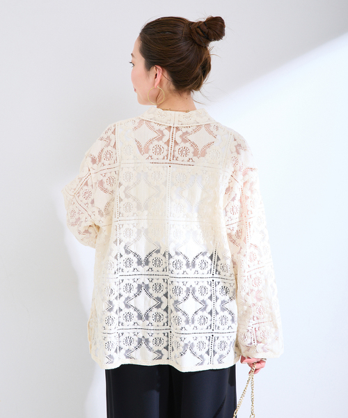 B.C STOCK(ベーセーストック)の「手洗い可 / レースembroideryシャツ(シャツ/ブラウス・レディース・ブラック/アイボリー/ホワイト・FREE)」の20枚目の写真