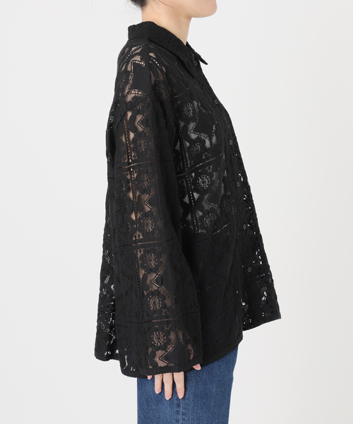 B.C STOCK(ベーセーストック)の「手洗い可 / レースembroideryシャツ(シャツ/ブラウス・レディース・ブラック/アイボリー/ホワイト・FREE)」の15枚目の写真