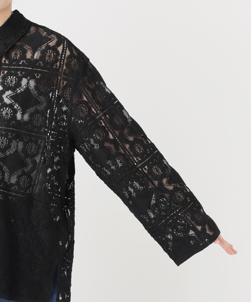 B.C STOCK(ベーセーストック)の「手洗い可 / レースembroideryシャツ(シャツ/ブラウス・レディース・ブラック/アイボリー/ホワイト・FREE)」の14枚目の写真