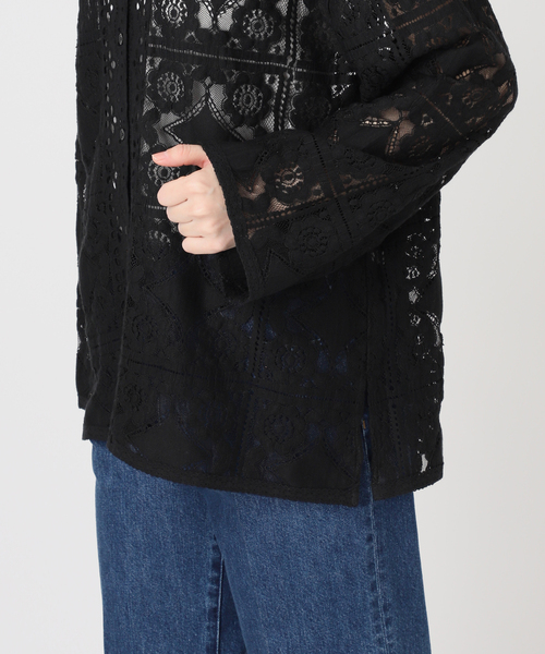 B.C STOCK(ベーセーストック)の「手洗い可 / レースembroideryシャツ(シャツ/ブラウス・レディース・ブラック/アイボリー/ホワイト・FREE)」の13枚目の写真