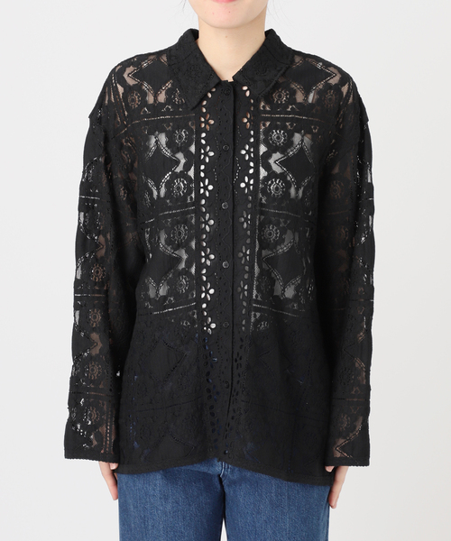 B.C STOCK(ベーセーストック)の「手洗い可 / レースembroideryシャツ(シャツ/ブラウス・レディース・ブラック/アイボリー/ホワイト・FREE)」の12枚目の写真