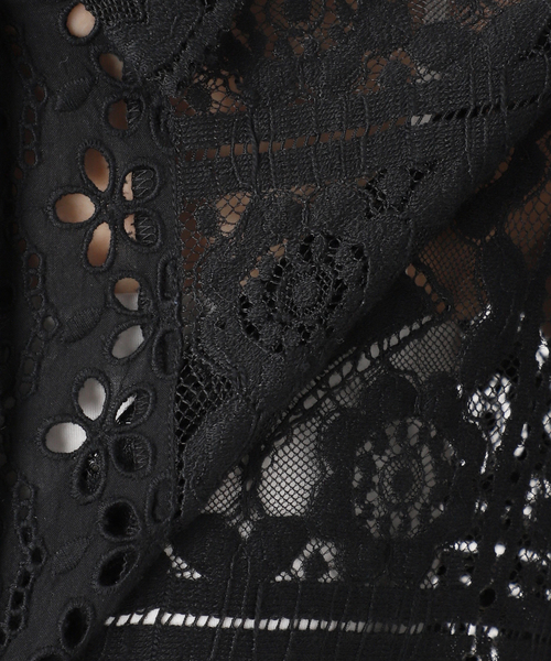 B.C STOCK(ベーセーストック)の「手洗い可 / レースembroideryシャツ(シャツ/ブラウス・レディース・ブラック/アイボリー/ホワイト・FREE)」の10枚目の写真
