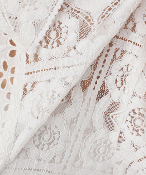 B.C STOCK(ベーセーストック)の「手洗い可 / レースembroideryシャツ(シャツ/ブラウス・レディース・ブラック/アイボリー/ホワイト・FREE)」の7枚目の写真