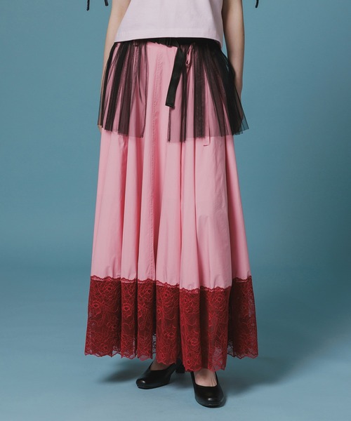 NON TOKYO（ノントーキョー）の「LACE RIBBON SKIRT（その他パンツ・レディース・ピンク/ブラック/ワインレッド・1/2）」の2枚目の写真