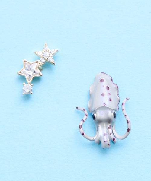 gargle(ガーグル)の「gargle ガーグル:海の生き物シリーズ オーロライカ 星 ピアス(ピアス(両耳用)・レディース・ブルー/ホワイト・FREE)」の2枚目の写真