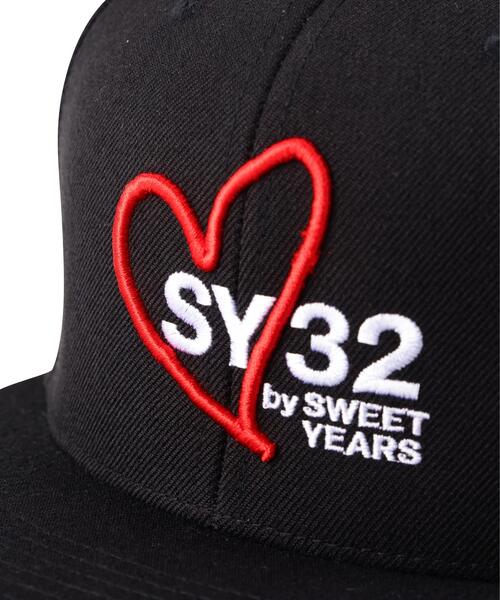 SY32 by SWEET YEARS（エスワイサーティトゥバイスィートイヤーズ）の「SY32 by SWEET YEARS /エスワイサーティトゥ バイ スィートイヤーズ/HEART MIX LOGO SNAPBACK CAP（キャップ・メンズ・ブラック・F）」の6枚目の写真