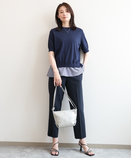 OFUON le MK(オフオンルエムケー)の「プルオンストレッチテーパードパンツ/洗濯機で洗える(その他パンツ・レディース・ネイビー/ホワイト・38/40/36)」の5枚目の写真