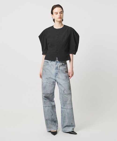ASTRAET＞パワーショルダー クルーネックブラウス（シャツ/ブラウス