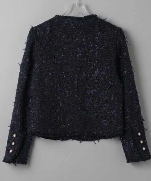Lana821(ラナハニー)の「ノーカラーツイードジャケット(ノーカラージャケット・レディース・ブラック・S/M/L)」の10枚目の写真
