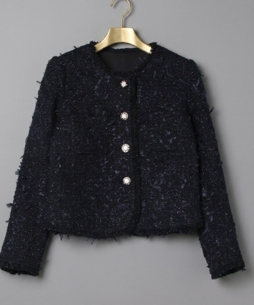 Lana821(ラナハニー)の「ノーカラーツイードジャケット(ノーカラージャケット・レディース・ブラック・S/M/L)」の14枚目の写真