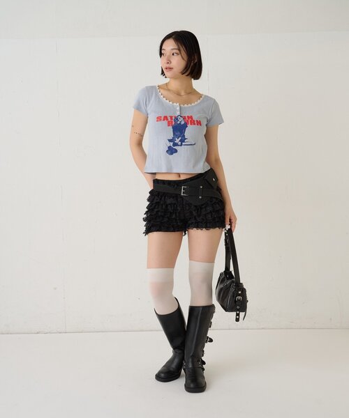 WHO'S WHO gallery（フーズフーギャラリー）の「シャーロットパターンメッシュS/Sトップス（Tシャツ/カットソー・レディース・オフホワイト/イエロー/ピンク/サックスブルー/ブラック・FREE）」の11枚目の写真