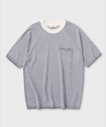 NONBLANK（ノンブランク）の「ストライプラグランHSニット_BLUE（ニット/セーター）」