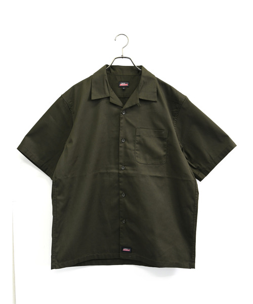 Dickies（ディッキーズ）の「【neos】GENUINE DICKIES ジェニュイン ディッキーズ ツイル オープンカラー 半袖 ワークシャツ バック刺繍 ビッグロゴ ルーズシルエット メンズ（シャツ/ブラウス・メンズ・チャコールグレー/ブラック/カーキ/ベージュ・MEDIUM/LARGE/X-LARGE）」の16枚目の写真