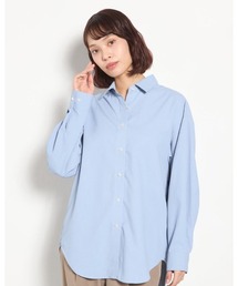 【汗ジミ防止】レギュラーカラーオバーサイズシャツ/「吸水速乾」 「接触冷感」 「防シワ性」 「透け防止」「UVカット&遮熱効果」
