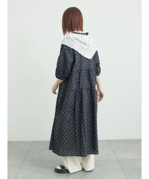 Samansa Mos2（サマンサ モスモス）の「三角ストール付カットワーク刺繍Tシャツ（Tシャツ/カットソー・レディース・グレー/オフホワイト/チャコールグレー・F）」の16枚目の写真