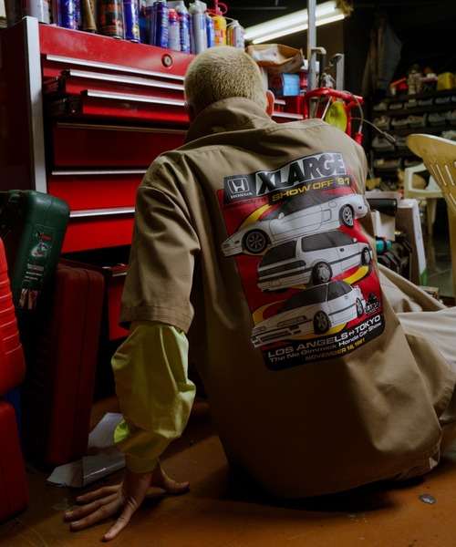 XLARGE(エクストララージ)の「XLARGE×Honda SHOWOFF S/S WORK SHIRT(シャツ/ブラウス・メンズ・ベージュ/ライトブルー・XL/L/M/S)」の1枚目の写真
