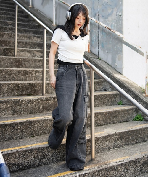 WEGO(ウィゴー)の「WEGO/レイヤードドッキングフードT(Tシャツ/カットソー・レディース・ホワイト/杢グレー・FREE)」の21枚目の写真