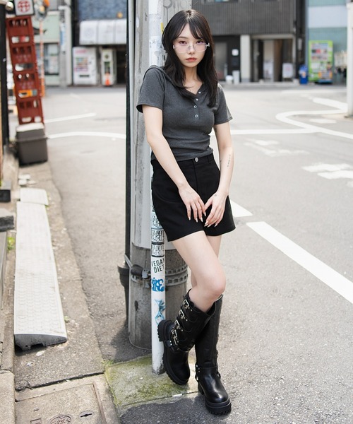 WEGO(ウィゴー)の「WEGO/レイヤードドッキングフードT(Tシャツ/カットソー・レディース・ホワイト/杢グレー・FREE)」の22枚目の写真