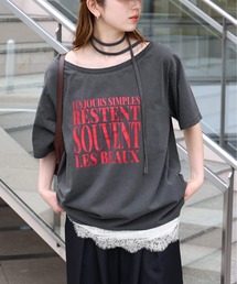 チョーカー付きワンショルBIGTシャツ