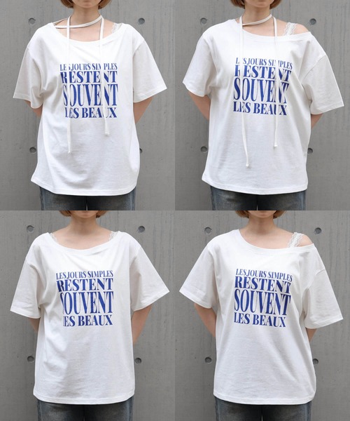 tiptop(ティップトップ)の「チョーカー付きワンショルBIGTシャツ(Tシャツ/カットソー・レディース・ブラック/オフホワイト/チャコールグレー/ホワイト系その他・FREE)」の17枚目の写真