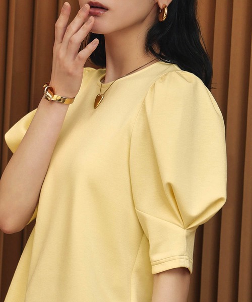 ELFRANK(エルフランク)の「ダンボールタックスリーブ半袖カットソー 洗える(Tシャツ/カットソー・レディース・ブラック/オフホワイト/イエロー・M/L)」の16枚目の写真